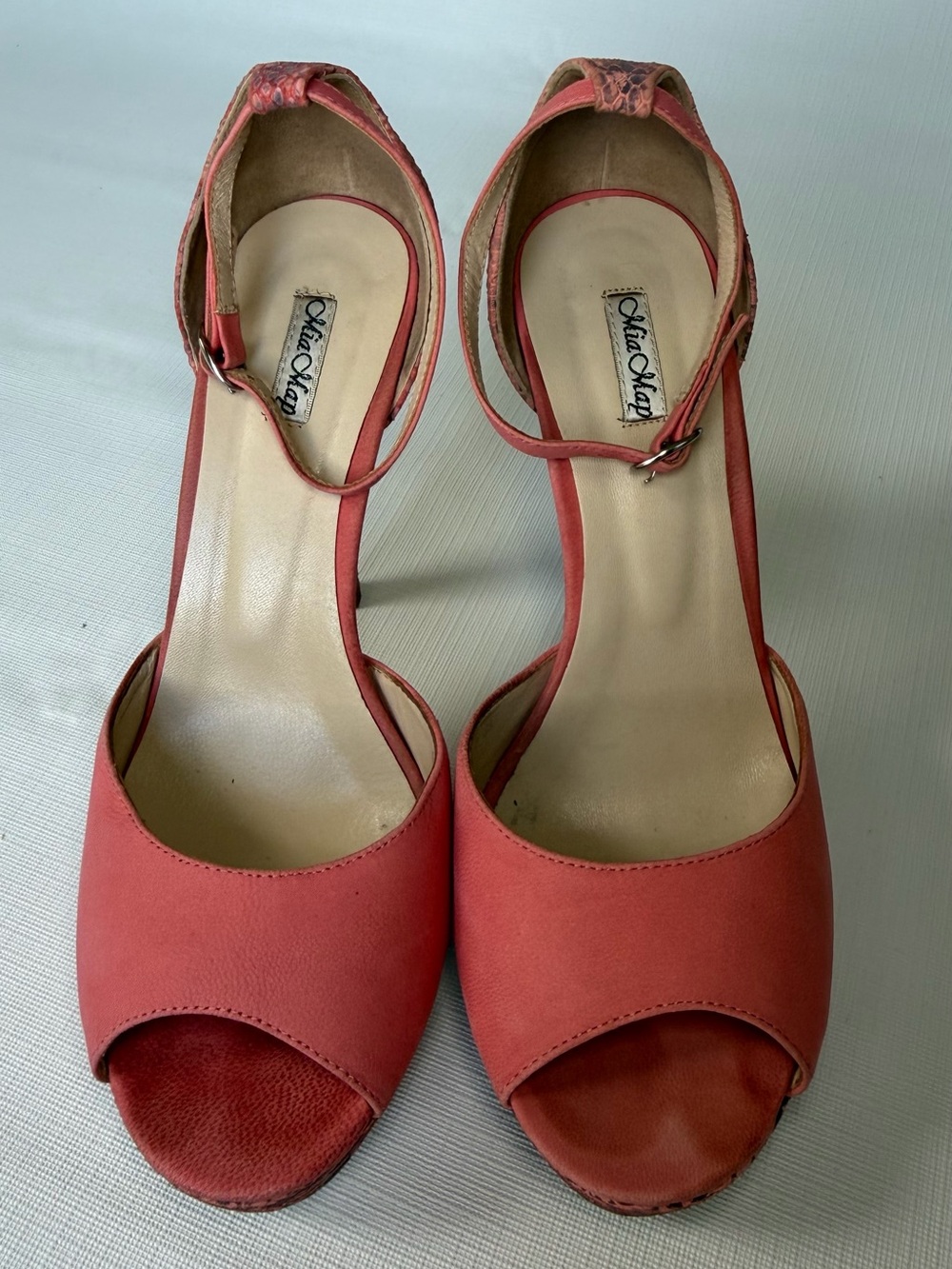 Mia Map Coral Pink Snake Print Heels EU 38